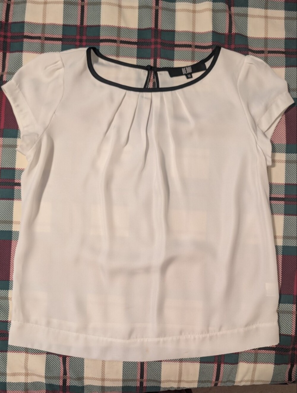 Bedo White Blouse with Black Trim